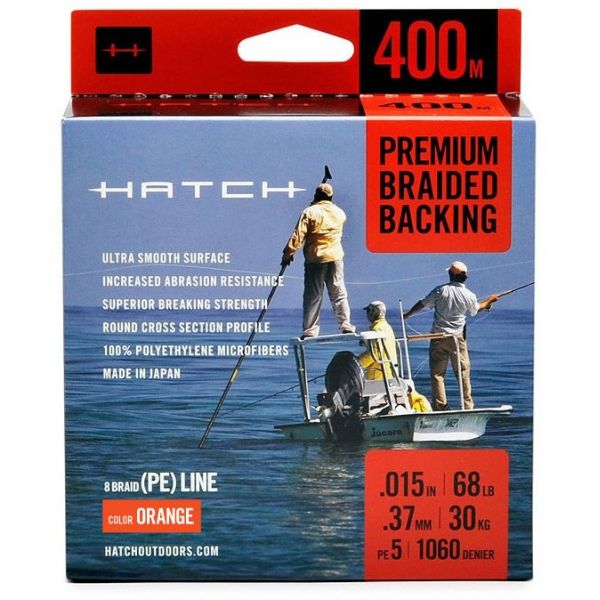 Hatch HB400M-O Premium Braided Fly Line Backing - 400M - Orange