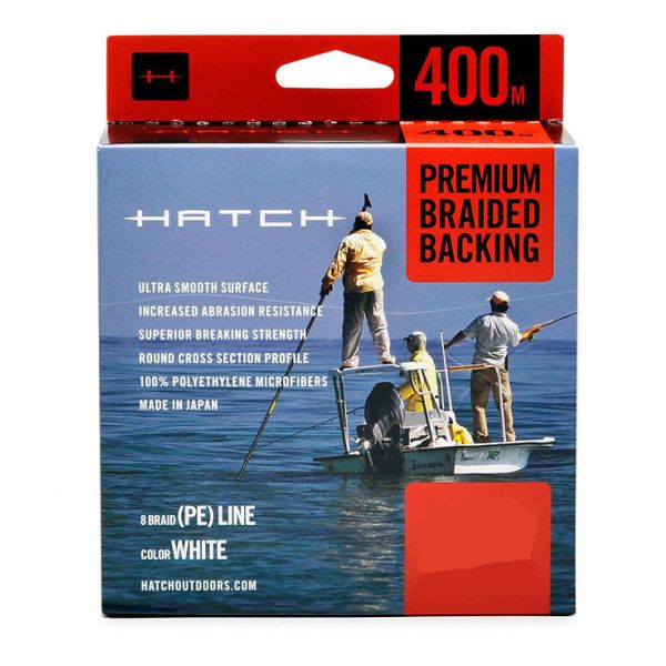 Hatch HB400M-O Premium Braided Fly Line Backing - 400M - White