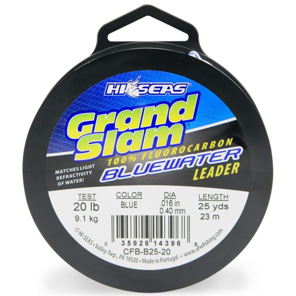 Hi-Seas Grand Slam Bluewater Fluorocarbon Leader 20lb 25yd Spool Blue