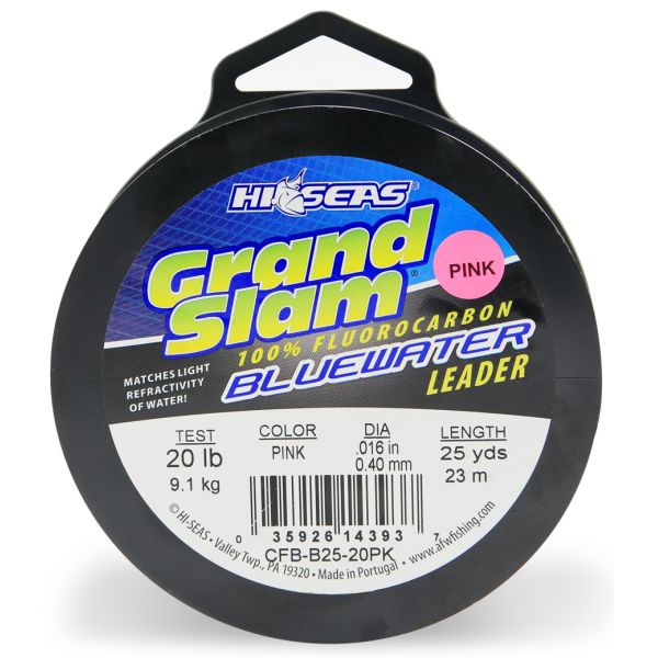 Hi-Seas Grand Slam Bluewater Fluorocarbon Leader 20lb 25yd Spool Pink