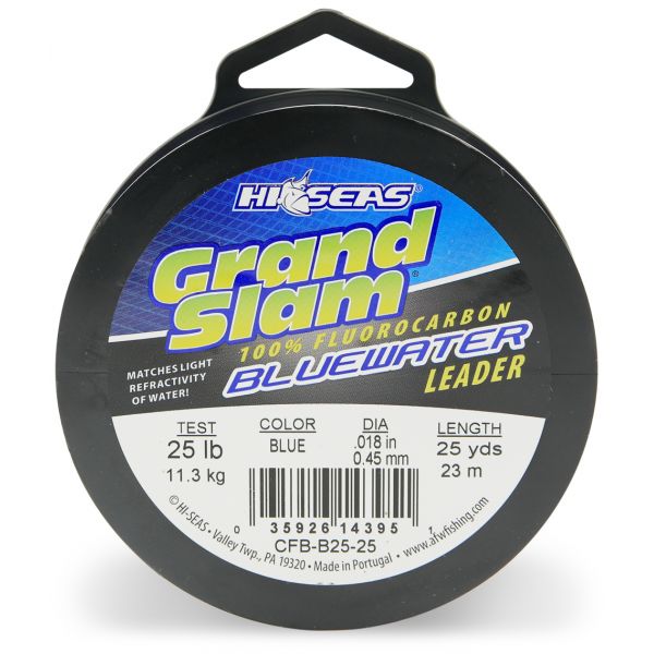 Hi-Seas Grand Slam Bluewater Fluorocarbon Leader 25lb 25yd Spool Blue