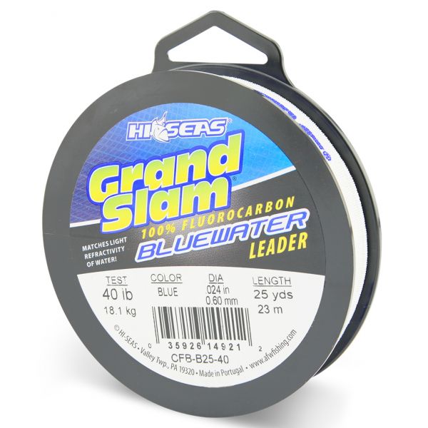 Hi-Seas Grand Slam Bluewater Fluorocarbon Leader 40lb 25yd Spool Blue