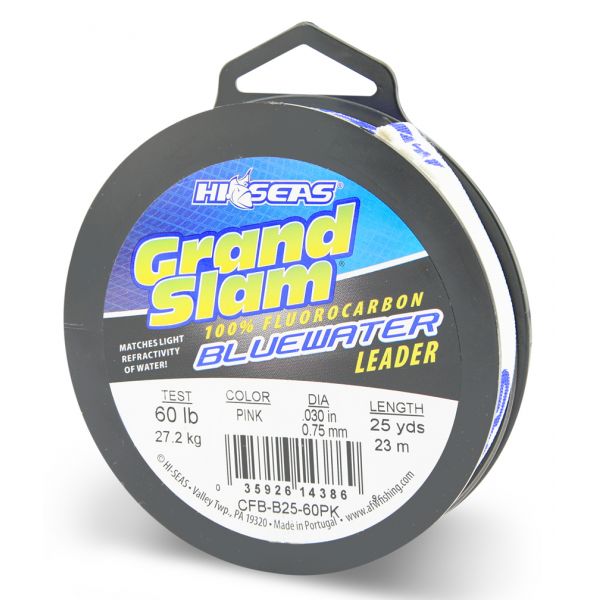 Hi-Seas Grand Slam Bluewater Fluorocarbon Leader 60lb 25yd Spool Pink