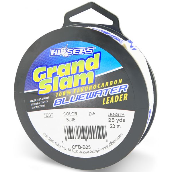 Hi-Seas Grand Slam Bluewater Fluorocarbon Leader 80lb 25yd Spool Blue