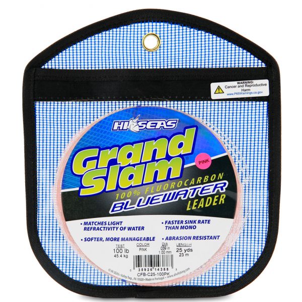 Hi-Seas Grand Slam Bluewater Fluorocarbon Leader 100lb 25yd Coil Pink