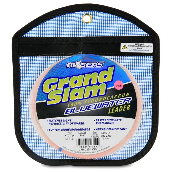 Hi-Seas Grand Slam Bluewater Fluorocarbon Leader 130lb 25yd Coil Pink