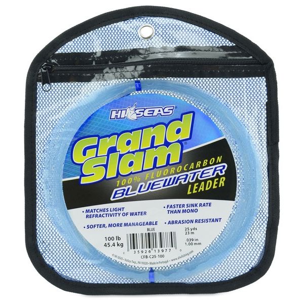 Hi-Seas Grand Slam Bluewater Fluorocarbon Leader 100lb 25yd Coil Blue