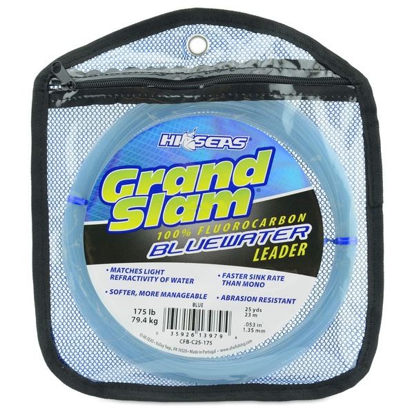 Hi-Seas Grand Slam Bluewater Fluorocarbon Leader 175lb 25yd Coil Blue