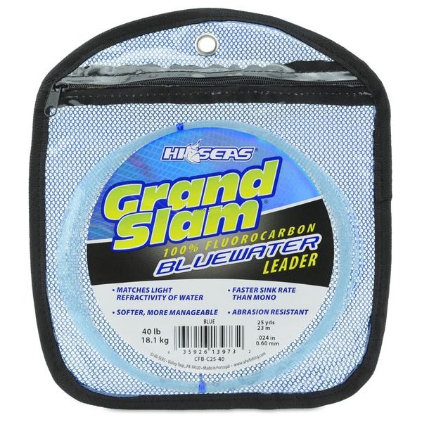 Hi-Seas Grand Slam Bluewater Fluorocarbon Leader 40lb 25yd Coil Blue