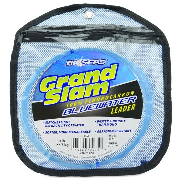 Hi-Seas Grand Slam Bluewater Fluorocarbon Leader 50lb 25yd Coil Blue