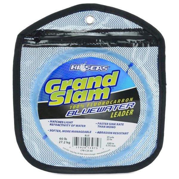 Hi-Seas Grand Slam Bluewater Fluorocarbon Leader 60lb 25yd Coil Blue