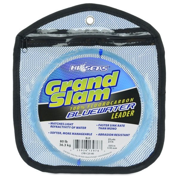 Hi-Seas Grand Slam Bluewater Fluorocarbon Leader 80lb 25yd Coil Blue