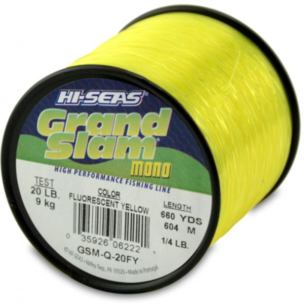 Hi-Seas Grand Slam Mono 1/4 lb. Spool Fluorescent Yellow GSM-Q-20FY