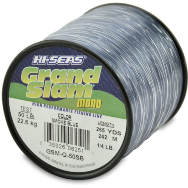 Hi-Seas Grand Slam Mono 1/4 lb. Spool Smoke Blue GSM-Q-50SB