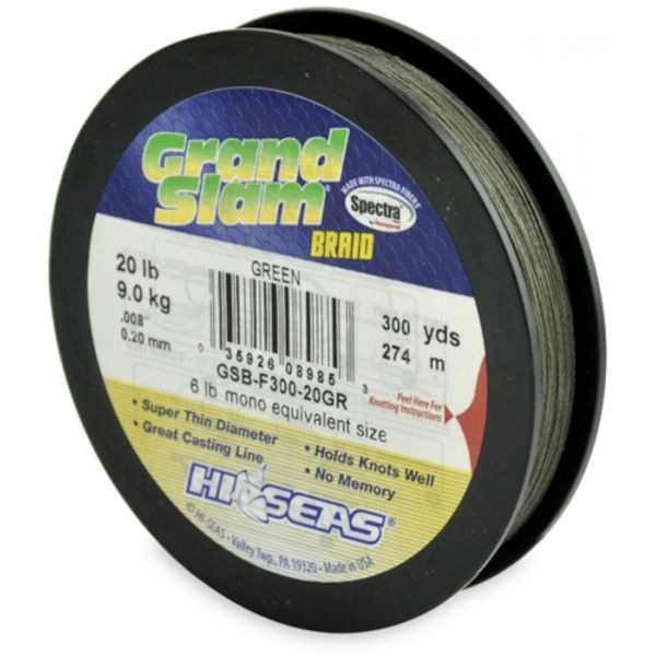 Hi-Seas GSB-F300-20GR Grand Slam Braid 300yds