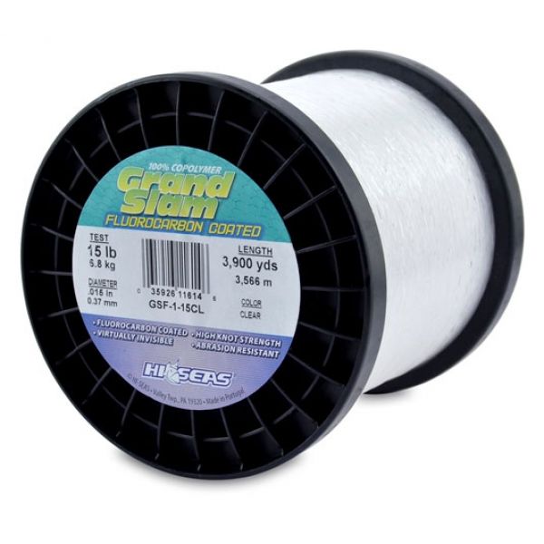 Hi-Seas GSF-1-15CL Grand Slam Fluorocarbon Coated 15lb 1lb Spool