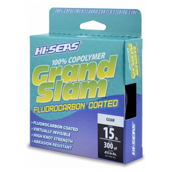 Hi-Seas GSF-F300-15CL Grand Slam Fluorocarbon Coated 15lb 300yds