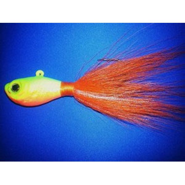 Hooked On Bucktails Jig 1oz Green Chartreuse/Orange