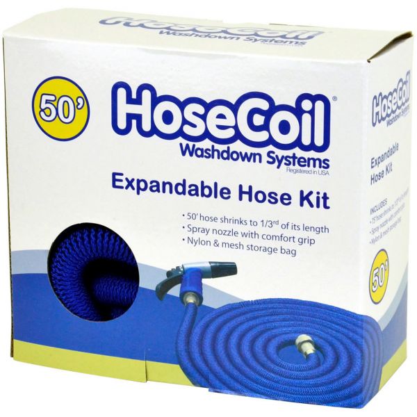 HoseCoil Expandable Hose Kit w/ Nozzle and Storage Bag - 50 ft.