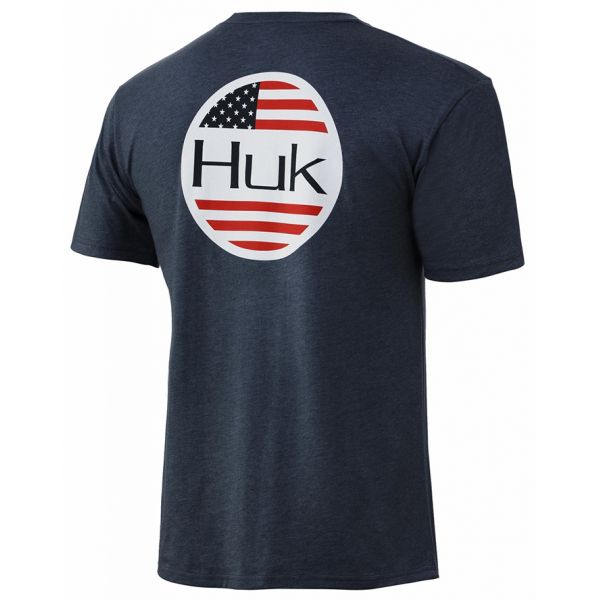 Huk Americana Flag Short Sleeve T-Shirt - Navy Heather - 2XL