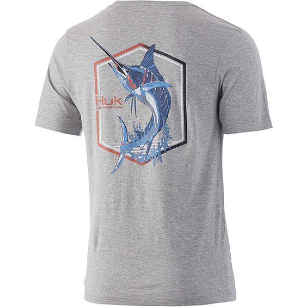 Huk Angry Marlin Short Sleeve T-Shirt - Heather Grey - 3X-Large