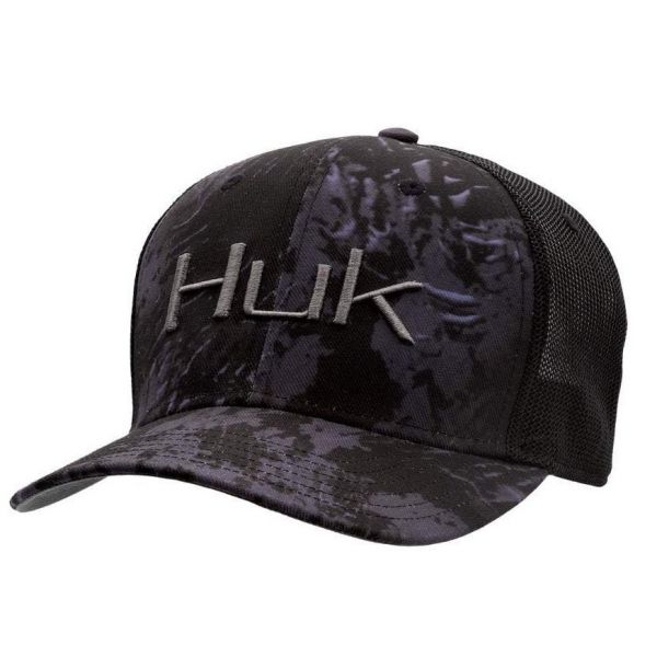 Huk Camo Trucker Stretch Hat - Night Vision - L/XL