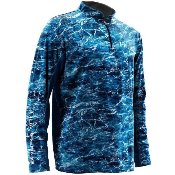 Huk Elements Icon 1/4 Zip Shirt - Elements Bluefin