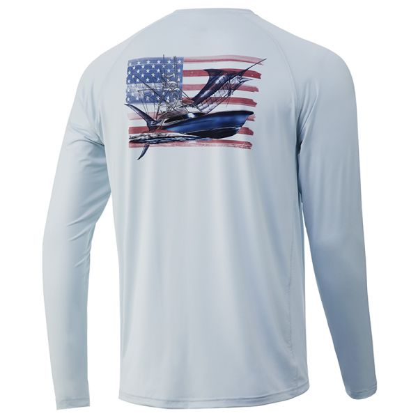 Huk KC Chasin Flags Pursuit Long Sleeve Shirt - Plein Air - Large