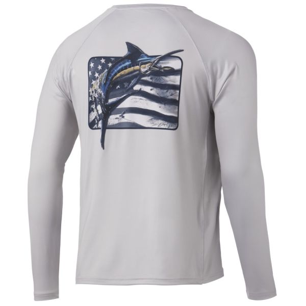 Huk KC Americana Sushi Pursuit Long Sleeve Shirt - Oyster - 3x-Large