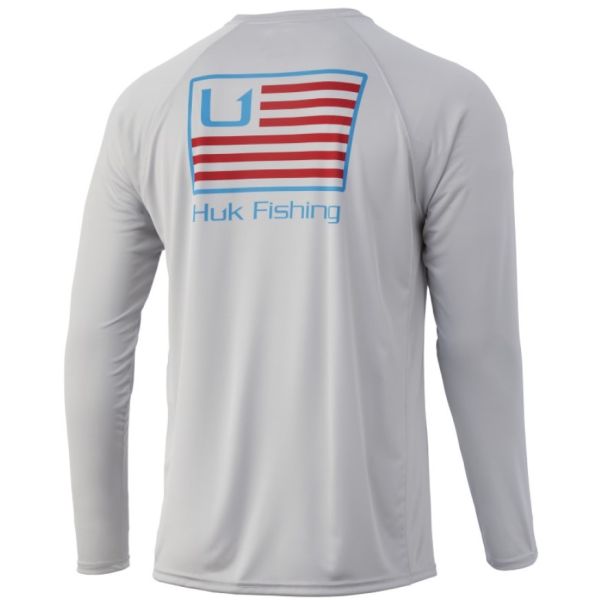 Huk and Bars Pursuit Long Sleeve Shirt - Oyster - 3X-Large