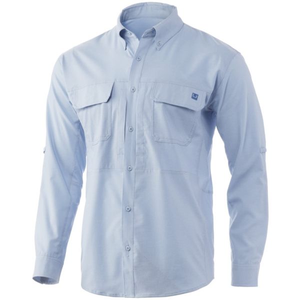 Huk A1A Woven Long Sleeve - Blue Fog - 3X-Large