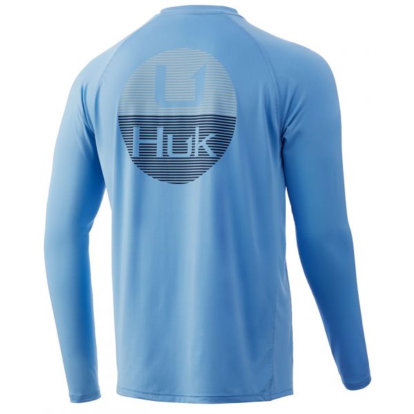 Huk Horizon Lines Pursuit Long Sleeve Shirt - Dusk Blue - Large