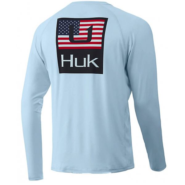 Huk Huk'd Up Americana Pursuit Long Sleeve Shirt - Ice Blue - 2XL