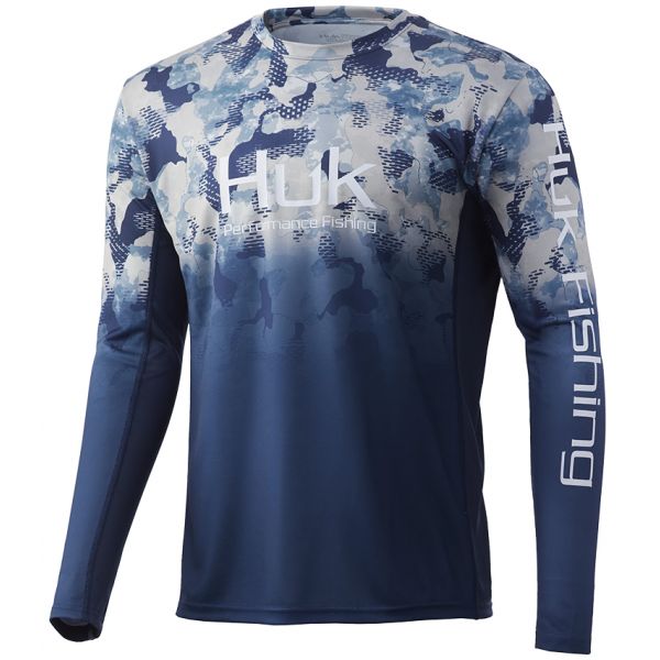 Huk Icon X Refraction Camo Fade Long Sleeve Shirt - Bluefin - 2X-Large