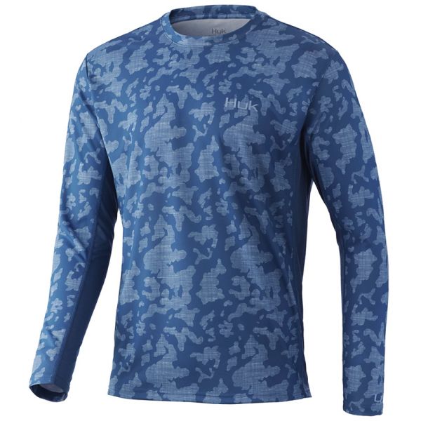 Huk Icon X Running Lakes Long Sleeve Shirt - Titanium Blue - Large