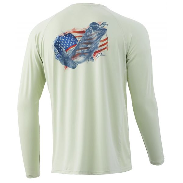 Huk KC American Frogger Pursuit Long Sleeve Shirt - Fog Green - Large