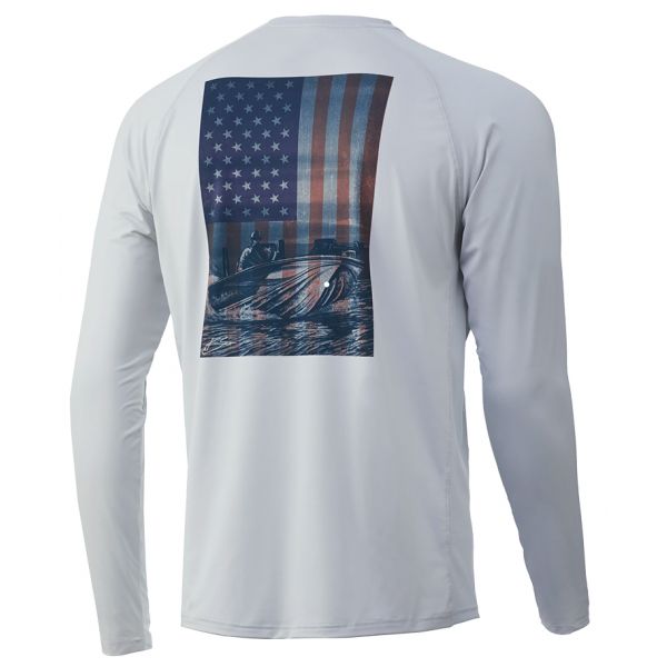 Huk KC American Shotgun Pursuit Long Sleeve Shirt - Glacier - 3XL