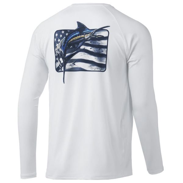 Huk KC Americana Sushi Pursuit Long Sleeve Shirt - White - 2X-Large