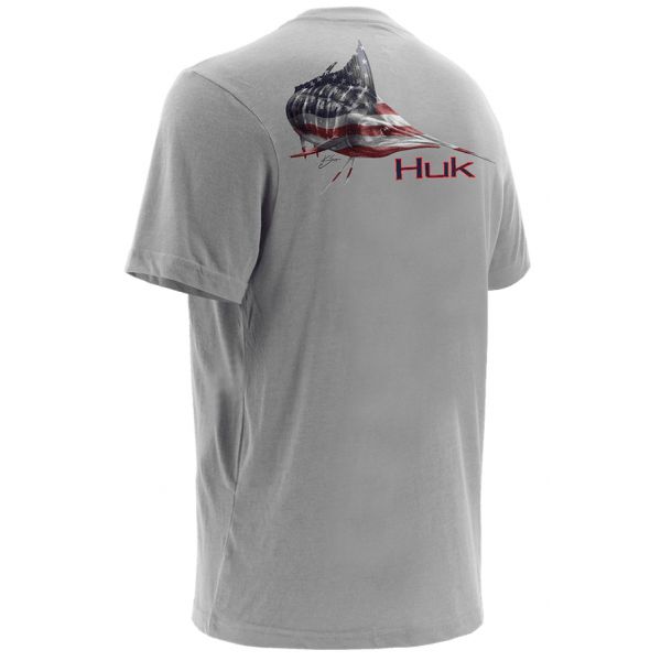 Huk KC Scott Liberty Marlin Short Sleeve T-Shirt - True Gray Heather 2XL