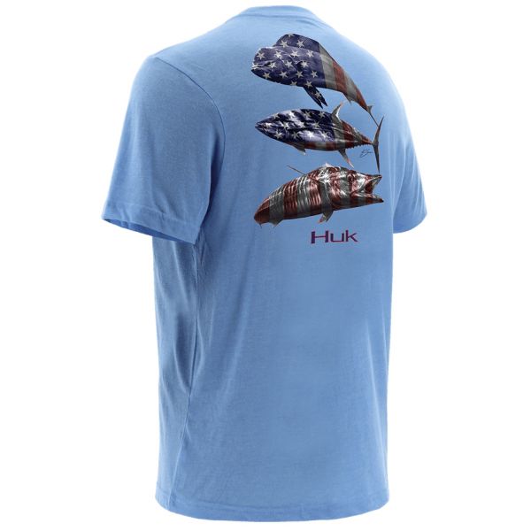 Huk KC Scott Liberty Offshore Short Sleeve T-Shirt - Carolina Blue Heather 2XL