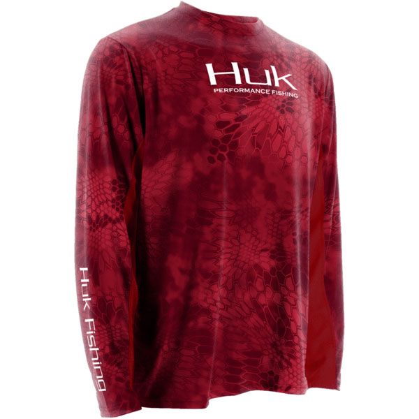 Huk Kryptek Icon Long Sleeve Shirt - Crimson 2XL