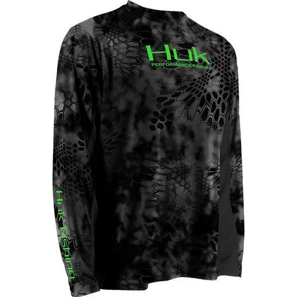 Huk Kryptek ICON Long Sleeve Shirt - Typhon Neon Green - Size Small