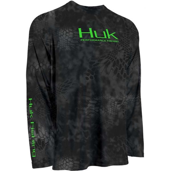 Huk Kryptek Performance Raglan L/S Shirt - Typhon Neon Green - Small