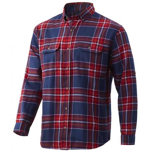 Huk Maverick Fishing Flannel Shirt - Blood Red - 2X-Large