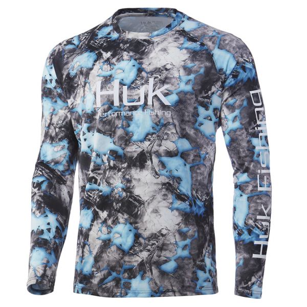 Huk Mossy Oak Fracture Vented Pursuit Long Sleeve Shirt - Lightning - 3X-Large