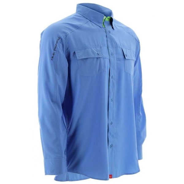 Huk Next Level Long Sleeve Woven Shirt - Carolina Blue - Small