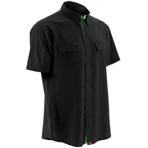 Huk Next Level Short Sleeve Woven Shirt - Black - Small