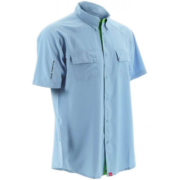 Huk Next Level Short Sleeve Woven Shirt - Ice Blue - Small