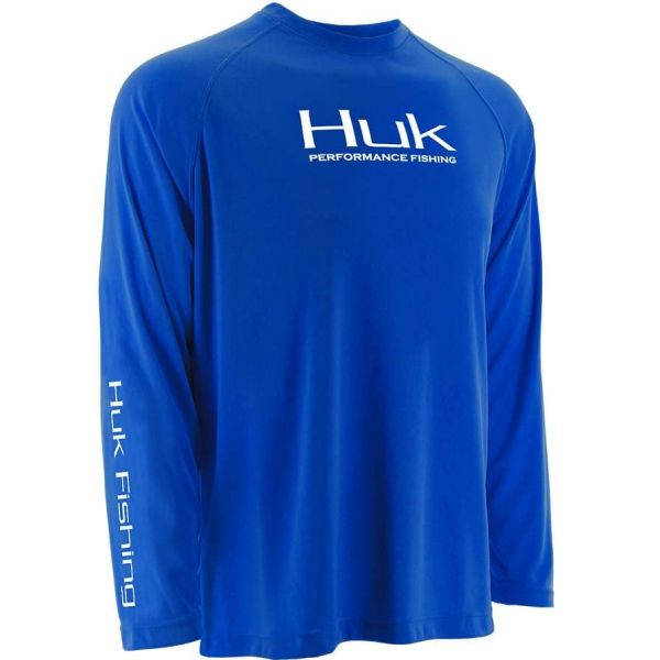 Huk Performance Raglan Long Sleeve Shirt - Royal - Size Small