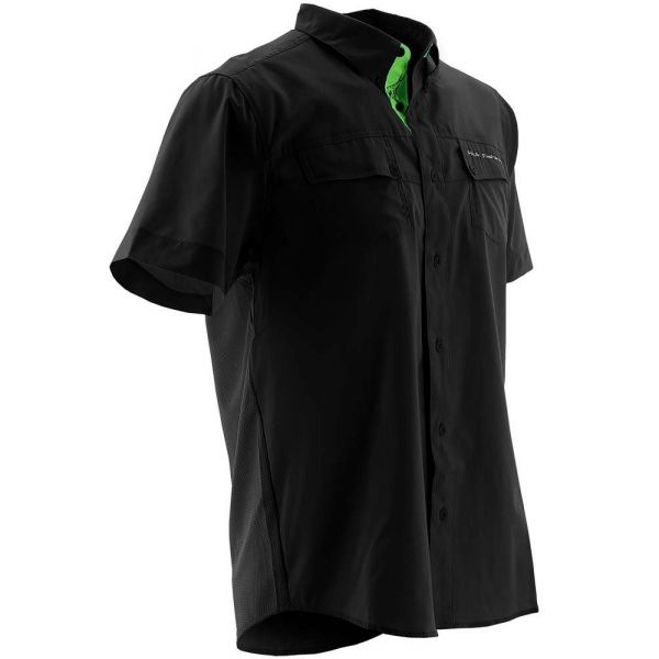 Huk Phenom Short Sleeve Woven Shirt - Black - 3X-Large